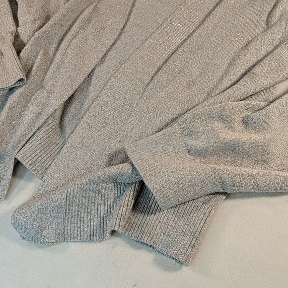 Contemporaine Simons Silver Glitter Cardigan Sweater Women Small S Lurex Grey - Picture 4 of 8